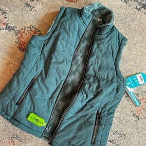Free Country Teal Quilted Vest with Fleece Interior